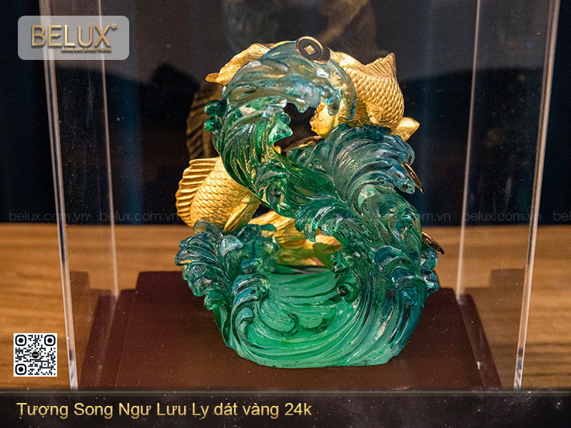 Tượng song ngư lưu ly dát vàng 24k&nbsp;